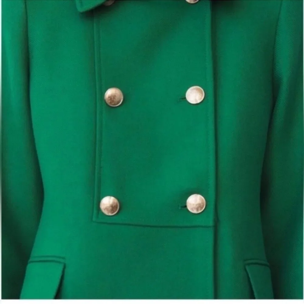 New Green Coat Jacket BUTTONED TAILORED GREEN Size XS